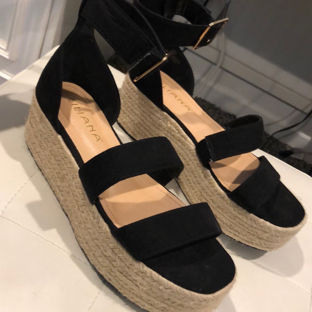black platform low wedge shoes